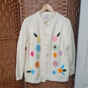 Vintage 1960s, Mod Garden, Kimlon Cardigan, Large